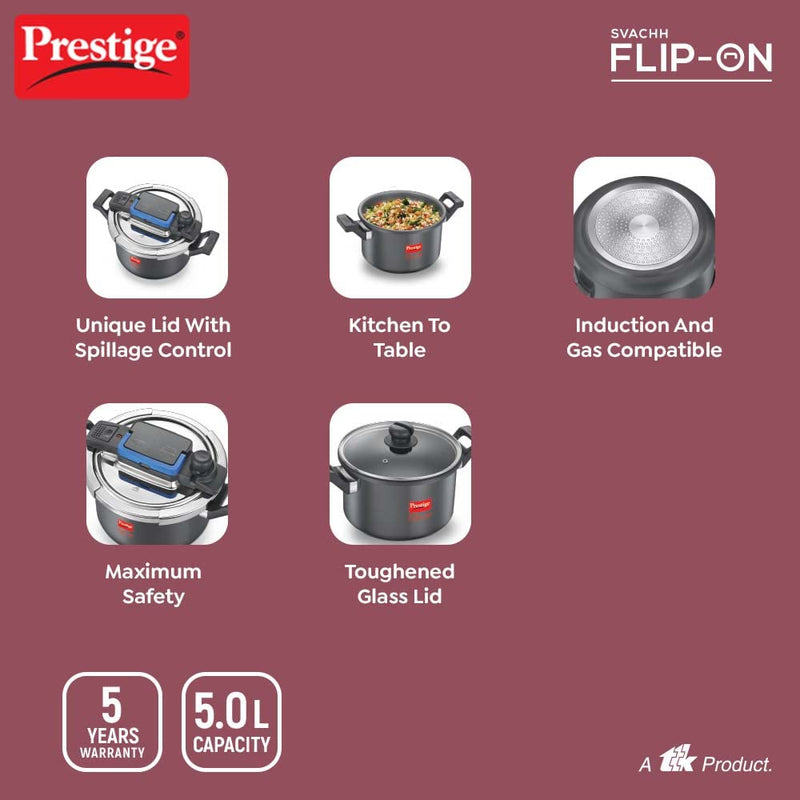 Prestige Svachh Flip-on Hard Anodised Pressure Cooker with Glass Lid 20161 - 9