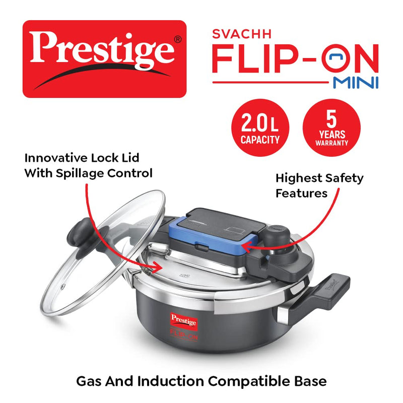 Prestige Svachh FLIP-ON Mini Hard Anodised Pressure Cooker with Glass Lid - 2
