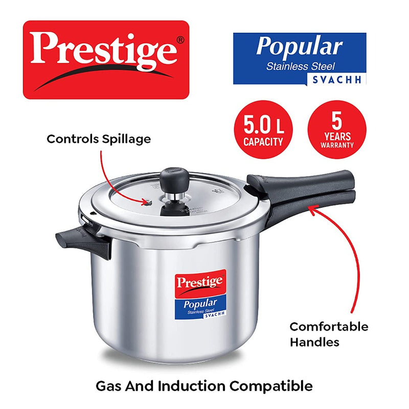 Prestige Popular Svachh Spillage Control Stainless Steel Pressure Cooker - 9