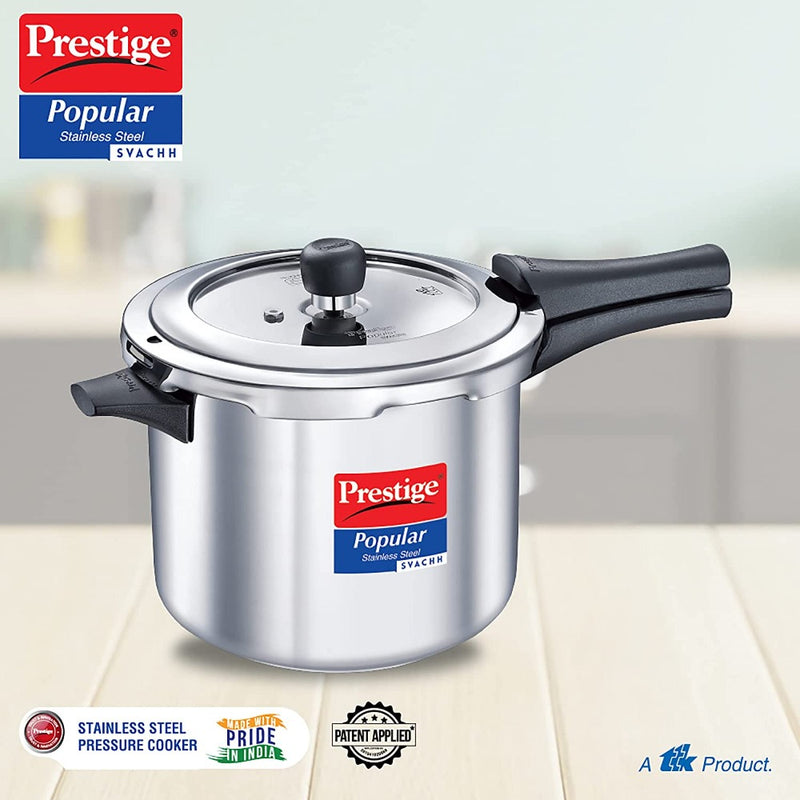 Prestige Popular Svachh Spillage Control Stainless Steel Pressure Cooker - 8