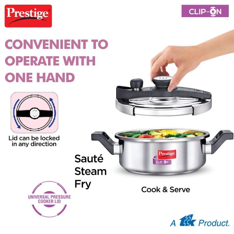 Prestige Clip-on Svachh Stainless Steel Pressure cooker with Glass Lid - 4