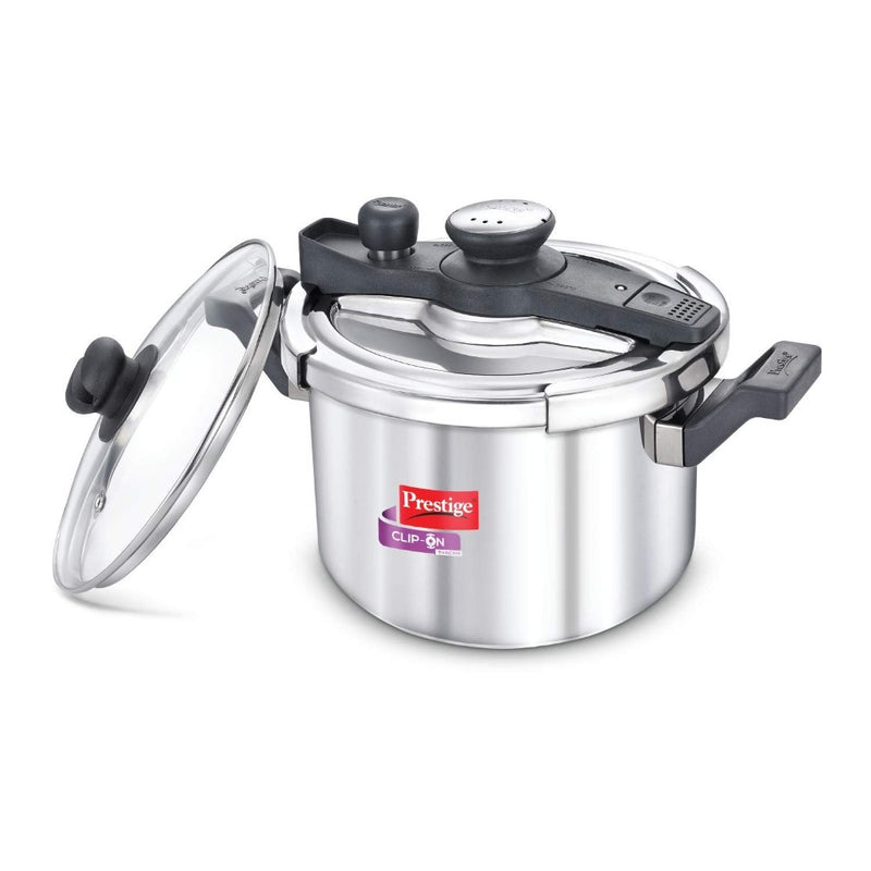 Prestige Clip-on Svachh Stainless Steel Pressure cooker with Glass Lid - 8