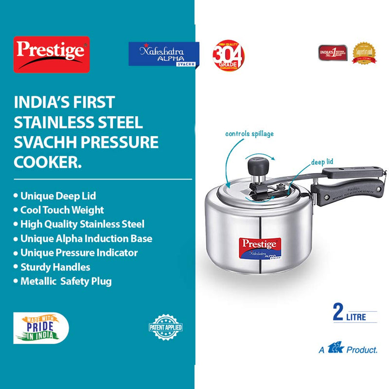 Prestige Svachh Nakshatra Alpha Stainless Steel Pressure Cooker - 20244 - 3