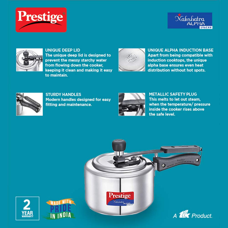 Prestige Svachh Nakshatra Alpha Stainless Steel Pressure Cooker - 20244 - 4