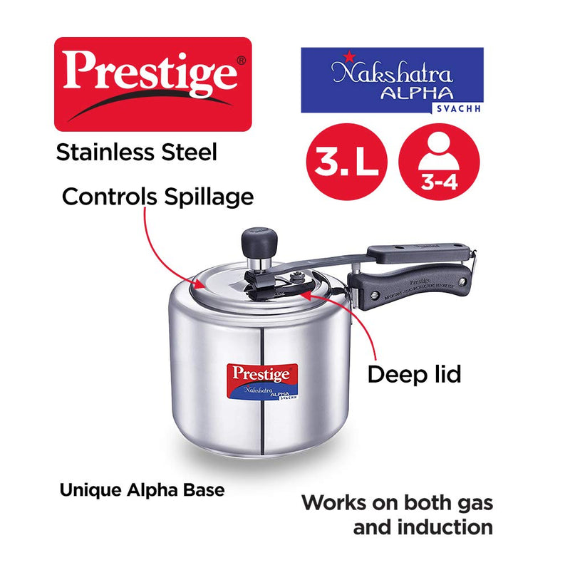 Prestige Svachh Nakshatra Alpha Stainless Steel Pressure Cooker - 20245 - 7