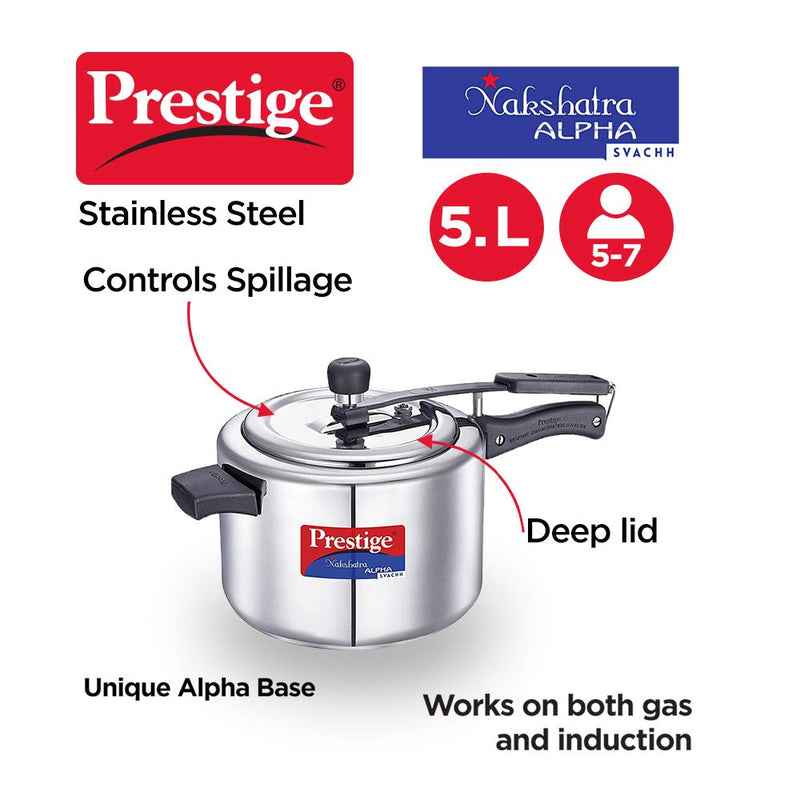 Prestige Svachh Nakshatra Alpha Stainless Steel Pressure Cooker - 20246 - 12