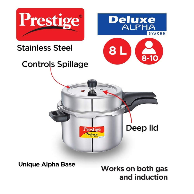 Prestige Deluxe Alpha Svachh Stainless Steel Pressure Cooker - 23