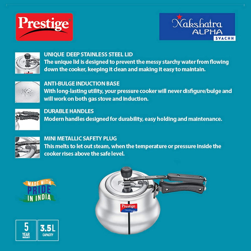 Prestige Svachh Nakshatra Alpha Stainless Steel Handi Pressure Cooker - 20257 - 4