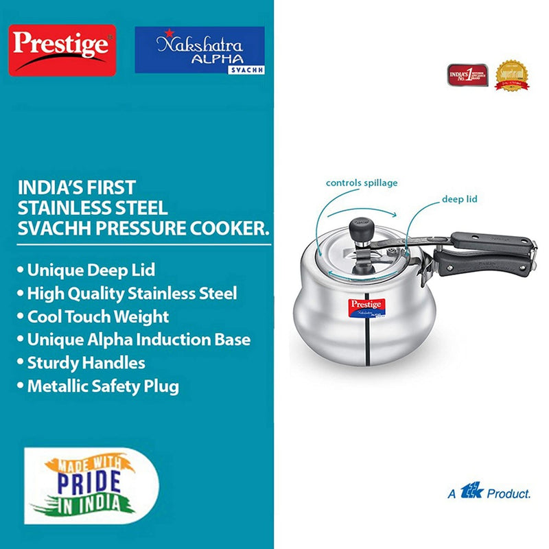 Prestige Svachh Nakshatra Alpha Stainless Steel Handi Pressure Cooker - 20257 - 3