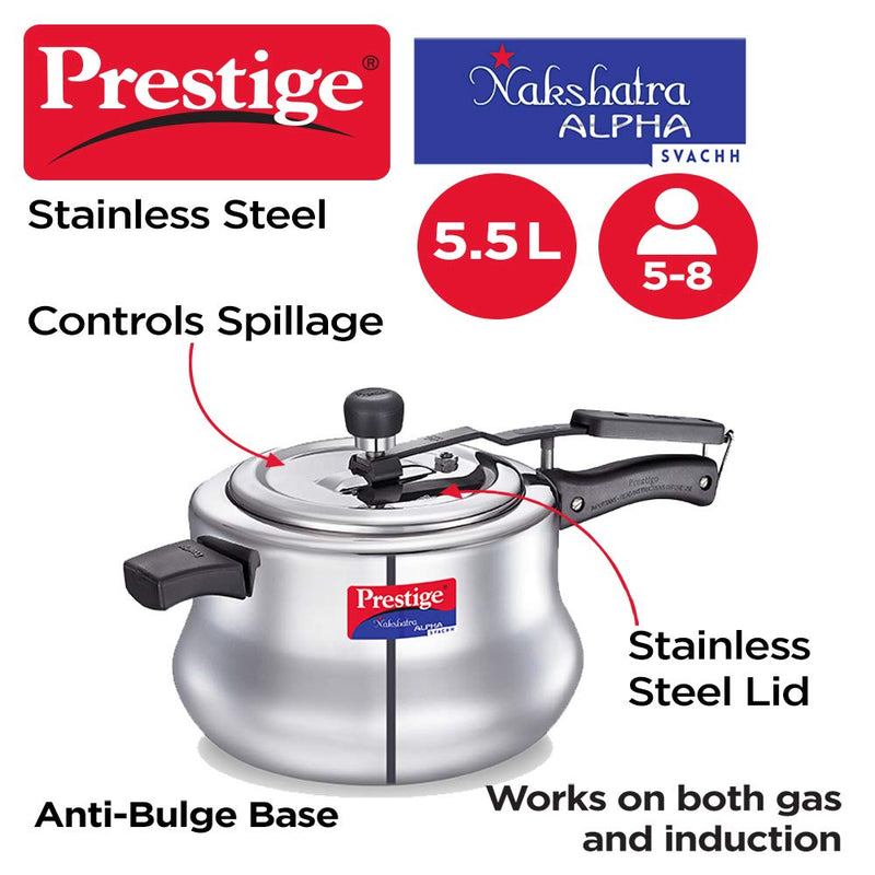 Prestige Svachh Nakshatra Alpha Stainless Steel Handi Pressure Cooker - 20258 - 7