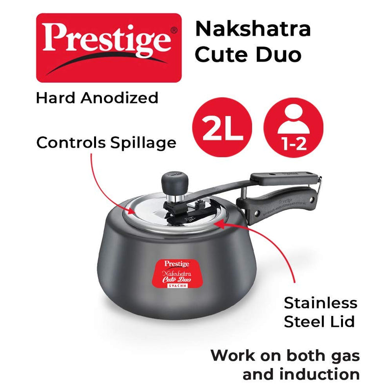 Prestige Svachh Nakshatra Cute Duo Hard Anodised Pressure Cooker - 20259 - 2