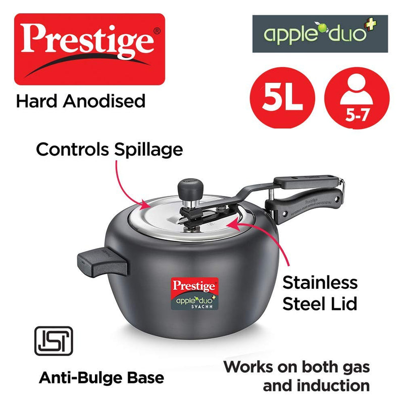 Prestige Svachh Apple Duo Plus Hard Anodized Pressure Cooker - 20263 - 12