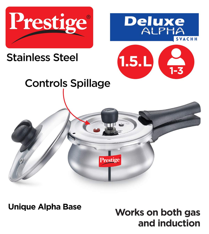 Prestige Deluxe Alpha Svachh Stainless Steel Pressure Cooker Handi