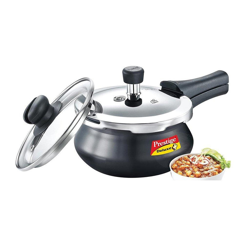 Prestige Deluxe Duo Plus Hard Anodised Handi Pressure Cooker with Glass Lid and 1 Stainless Steel Lid - 20358 - 1