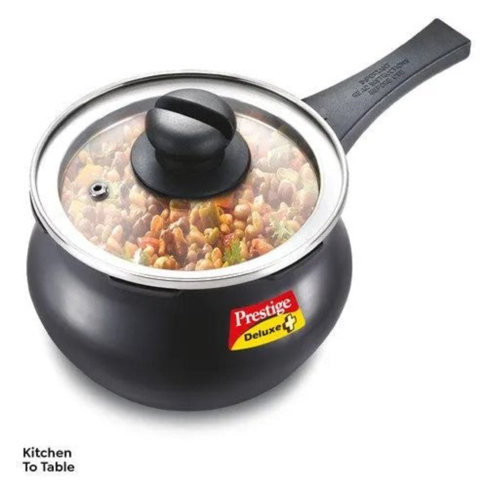 Prestige Deluxe Duo Plus Hard Anodised Handi Pressure Cooker with Glass Lid and 1 Stainless Steel Lid - 9