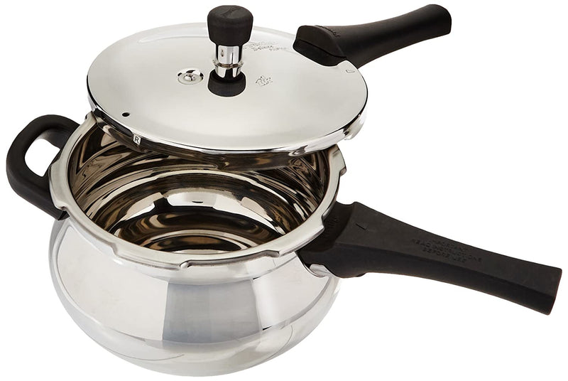 Prestige 10-Liter Deluxe Alpha Induction Base Stainless Steel Pressure  Cooker, Small, Silver 