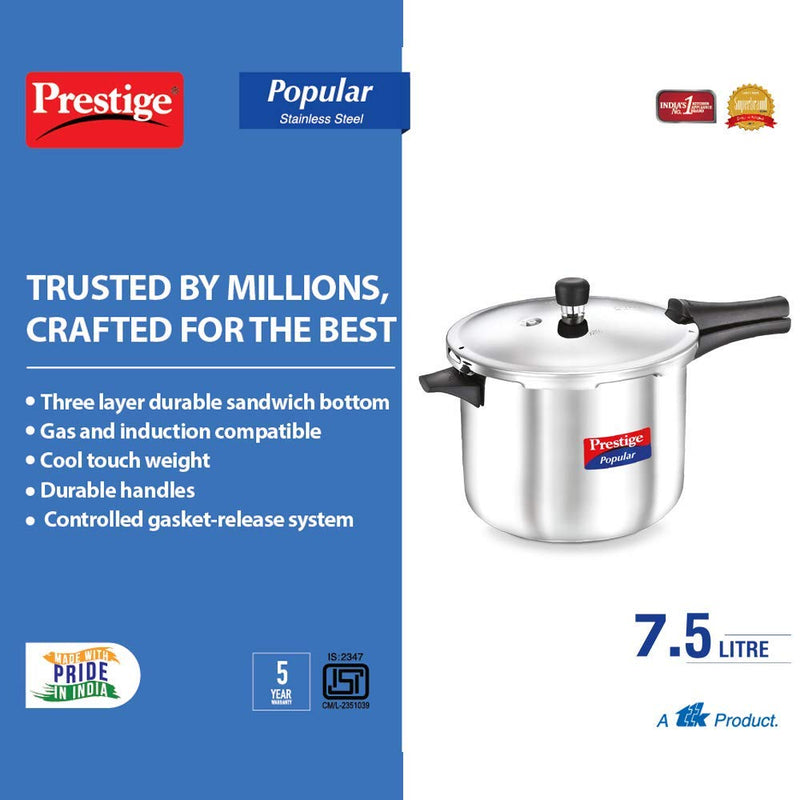 Prestige Popular Stainless Steel Pressure Cooker - 16