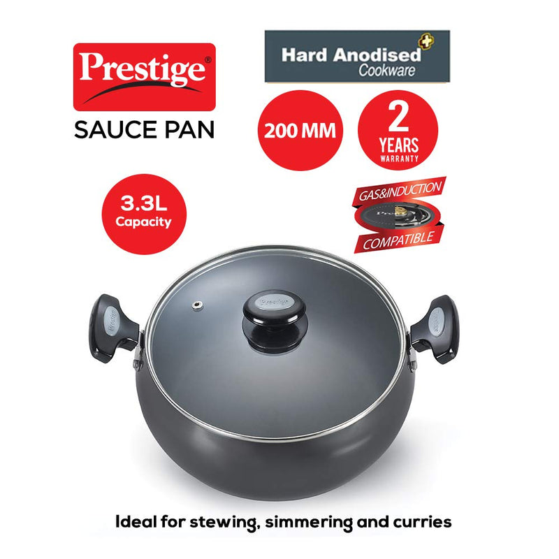 Prestige Hard Anodised Plus Sauce Pan with Glass Lid - 30495 - 2