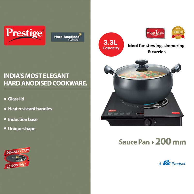 Prestige Hard Anodised Plus Sauce Pan with Glass Lid - 30495 - 3