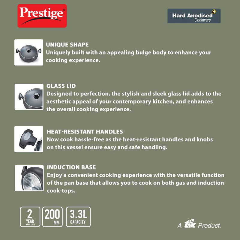 Prestige Hard Anodised Plus Sauce Pan with Glass Lid - 30495 - 4