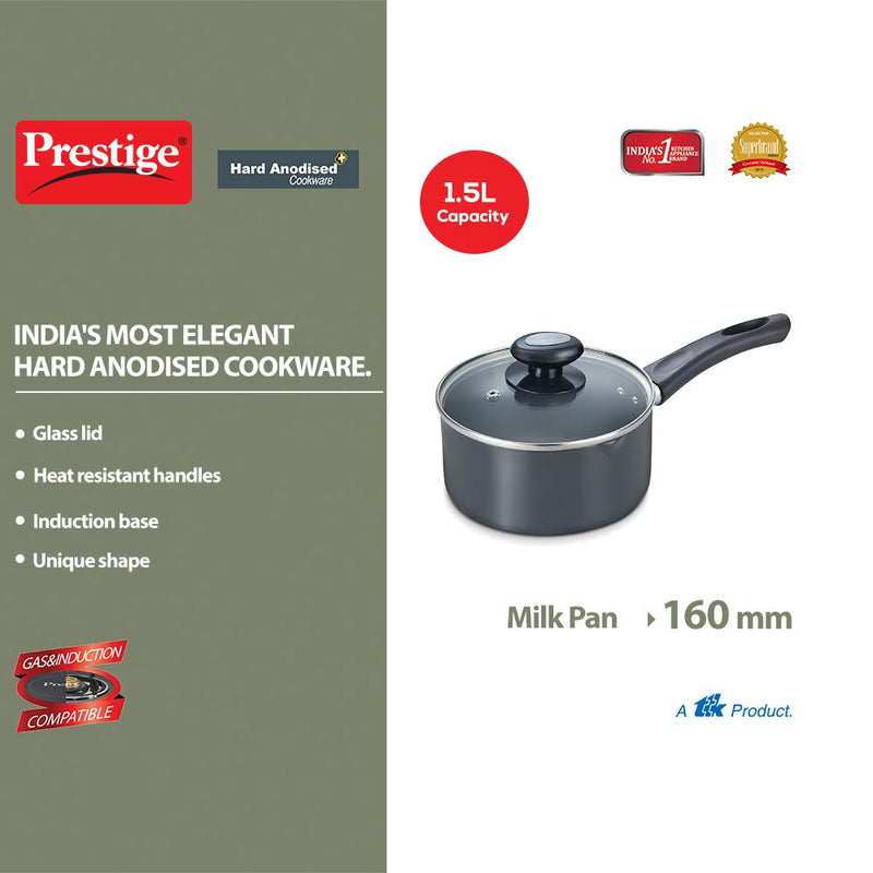 Prestige Hard Anodised Plus Induction Bottom Milk Pan with Glass Lid - 30966 - 3