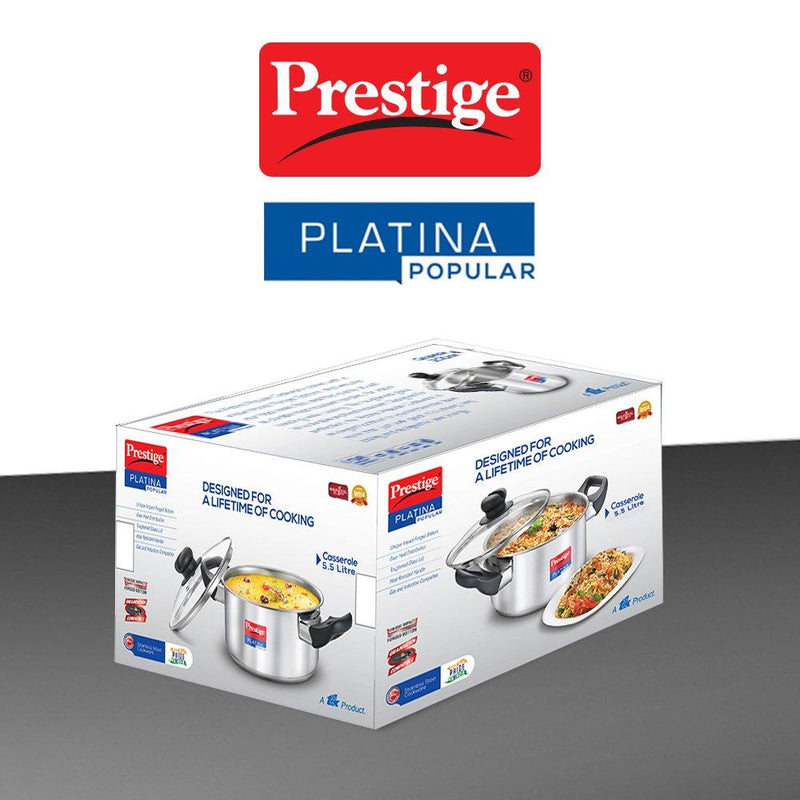 Prestige Platina Popular Stainless Steel Casserole with Glass Lid - 36166 - 20