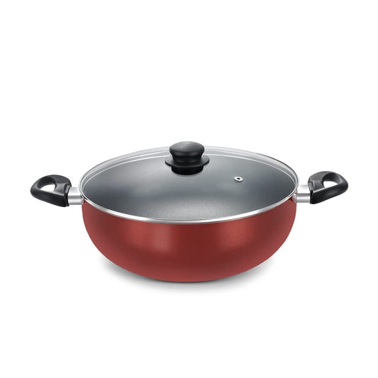 Prestige Omega Deluxe Aluminium Non-Stick Coating Deep Kadhai with Glass Lid - 1