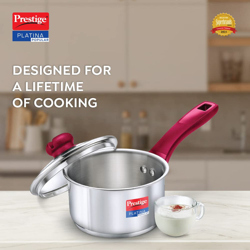Prestige Platina Popular Stainless Steel Sauce Pan with Glass Lid - 18 cm - 36883 - 7