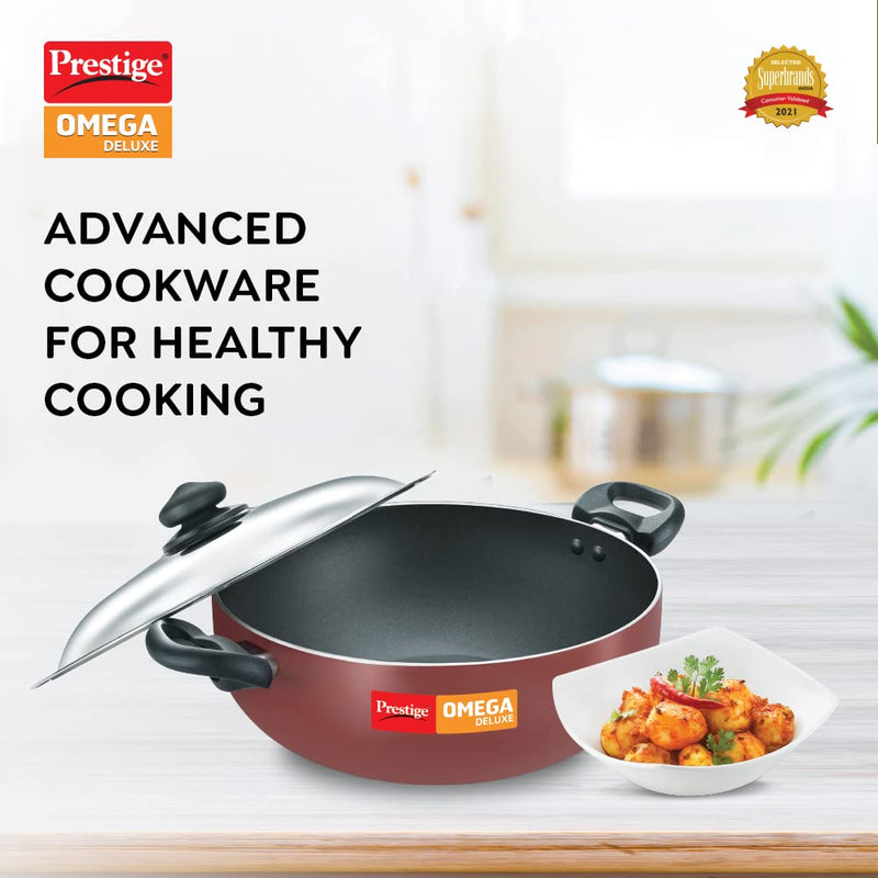 Prestige Omega Deluxe Stainless Steel Non-Stick Coating Kadai with Lid - 2