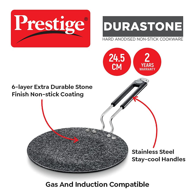 Prestige Durastone Hard Anodised 6 Layer Non-Stick Coating Concave Tawa - 3