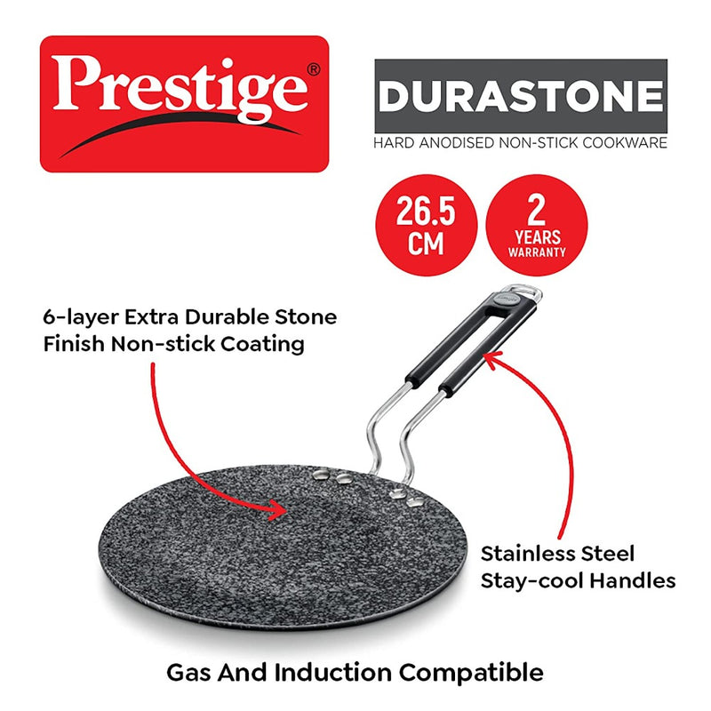 Prestige Durastone Hard Anodised 6 Layer Non-Stick Coating Concave Tawa - 8