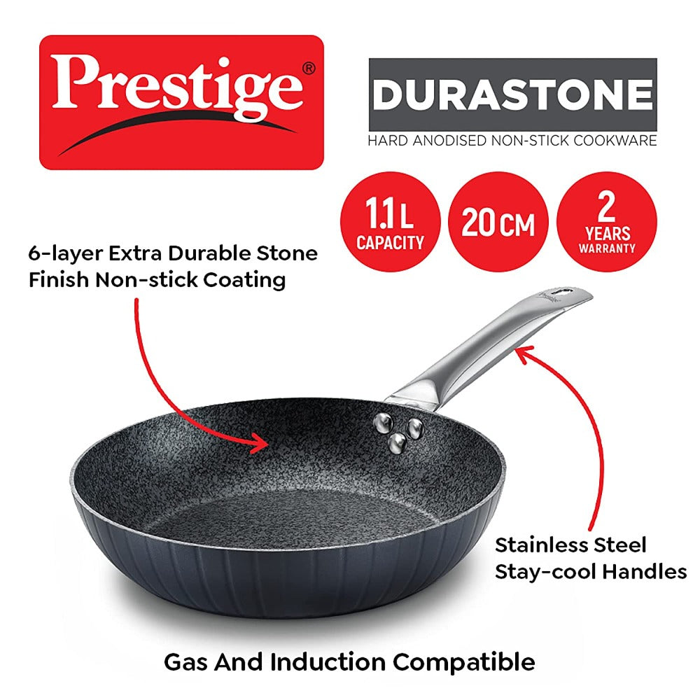 Powder Hard Pan Prestige Durastone Hard Anodised 6 Layer Non-Stick Coating Fry Pan | B