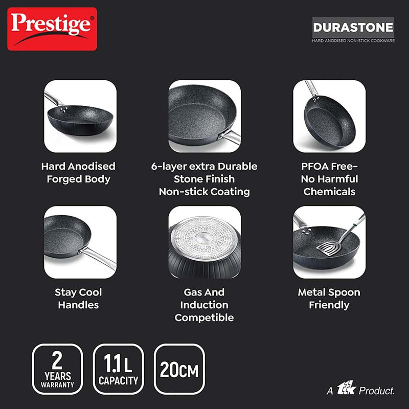 Powder Hard Pan Prestige Durastone Hard Anodised 6 Layer Non-Stick Coating Fry Pan | B