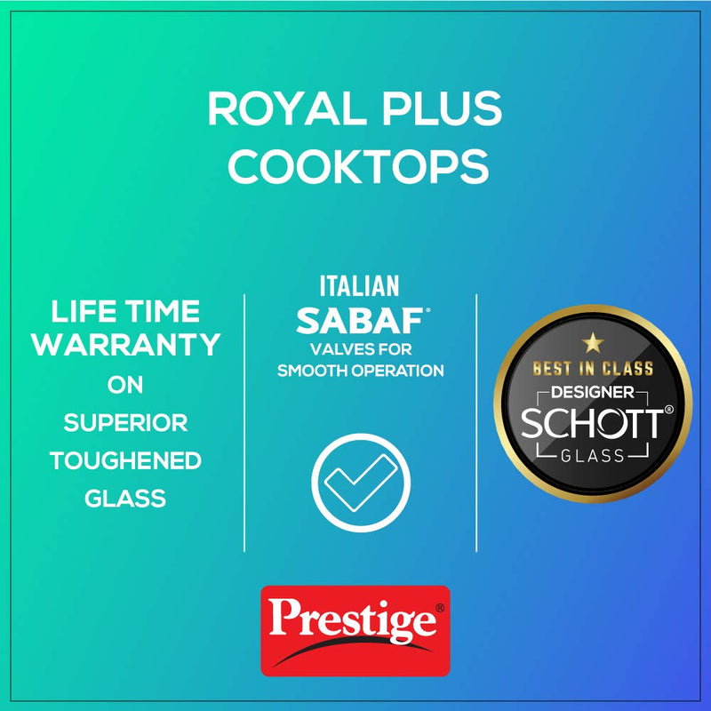 Prestige Royale Plus Schott Glasstop Stainless Steel 3 Burner Gas Stov