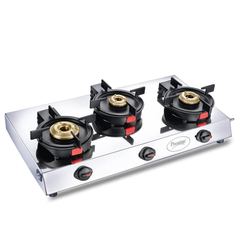 Prestige Svachh Perfect Stainless Steel L.P Gas Stove with Liftable 3 Brass Burners - 1