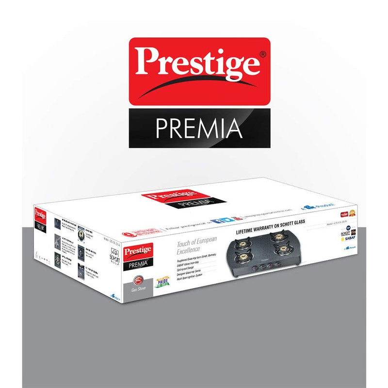 Prestige Premia GTS 4 (D) Glass Top Stove, 8901365402718 with 10 Years Warranty