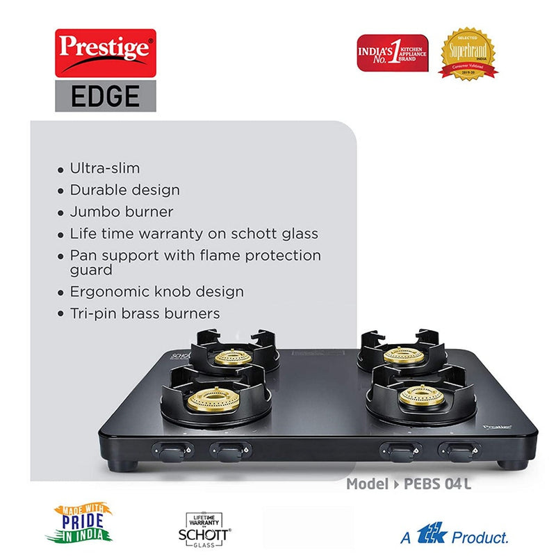 Prestige Edge Schott Glass Top 4 Burner Gas Stove - 3