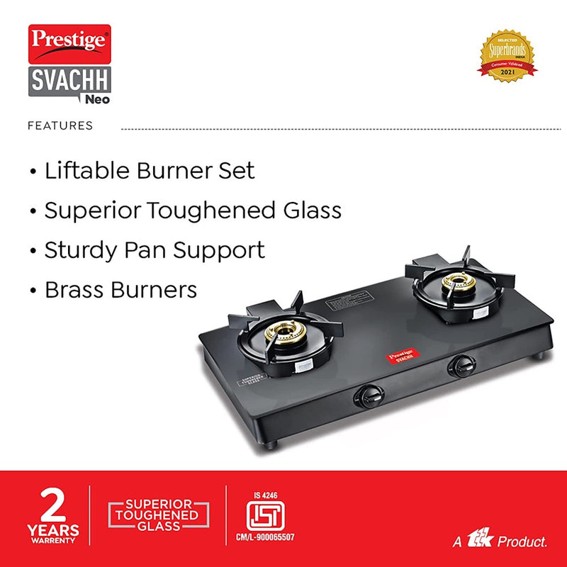 Prestige Svachh Neo Toughened Glass Top Gas Stove with Liftable Burners - 3
