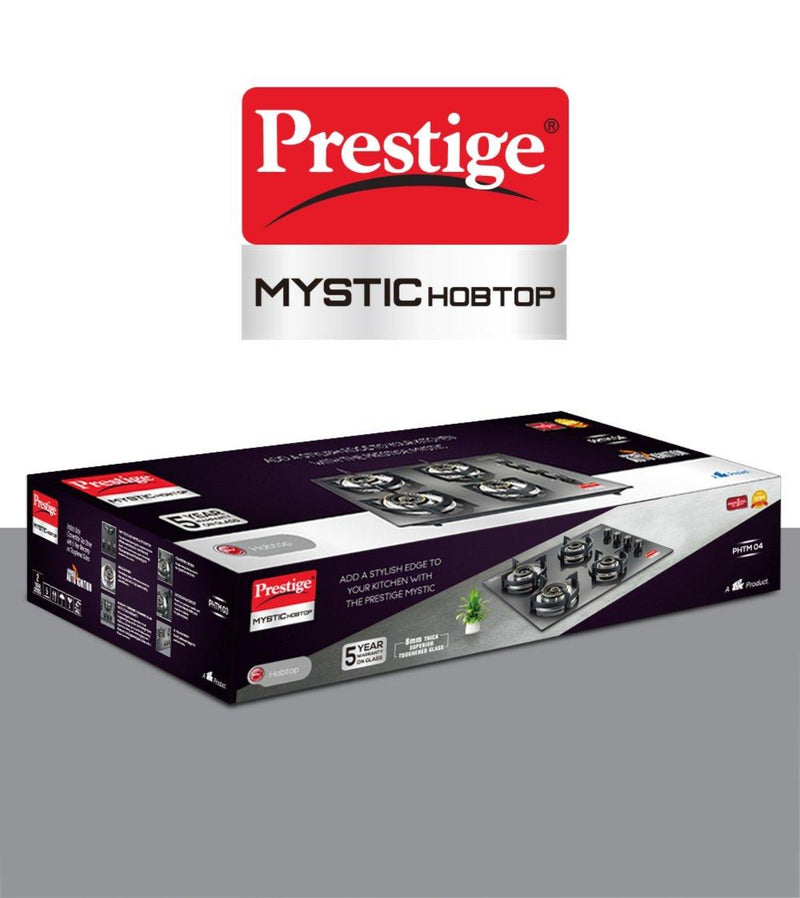 Prestige Mystic PHTM 04 Toughened Glass Top 4 Burners Hobtop with Auto