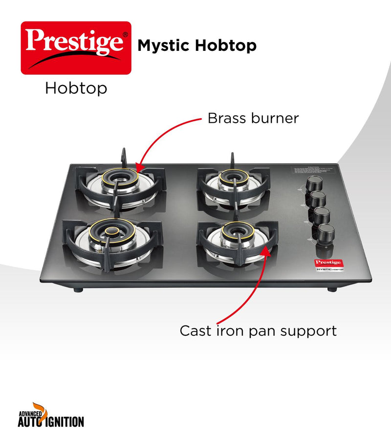 Prestige Mystic PHTM 04 Toughened Glass Top 4 Burners Hobtop - 40575 - 2