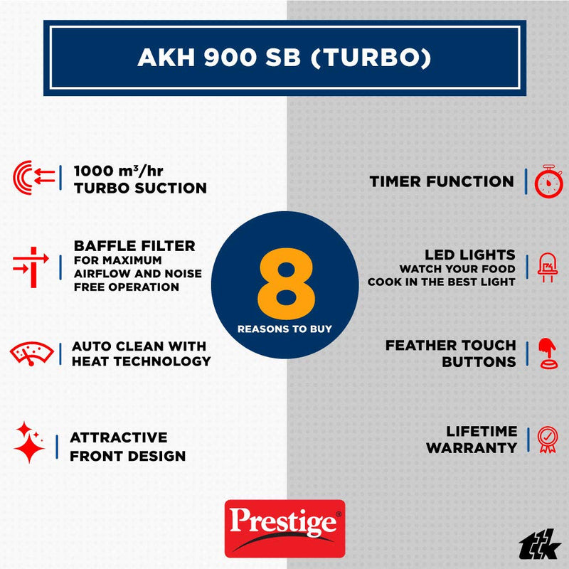 Prestige Kitchen Hood 90 CM AKH 900 SB - Turbo Series - PR41625