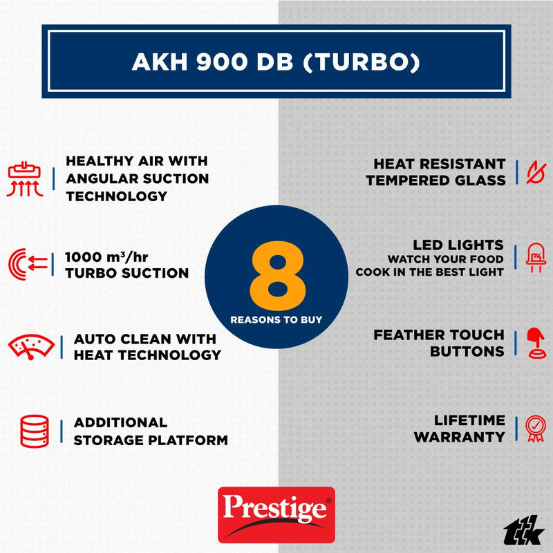 Prestige Kitchen Hood 90CM AKH 900 DB Turbo Series - PR41626