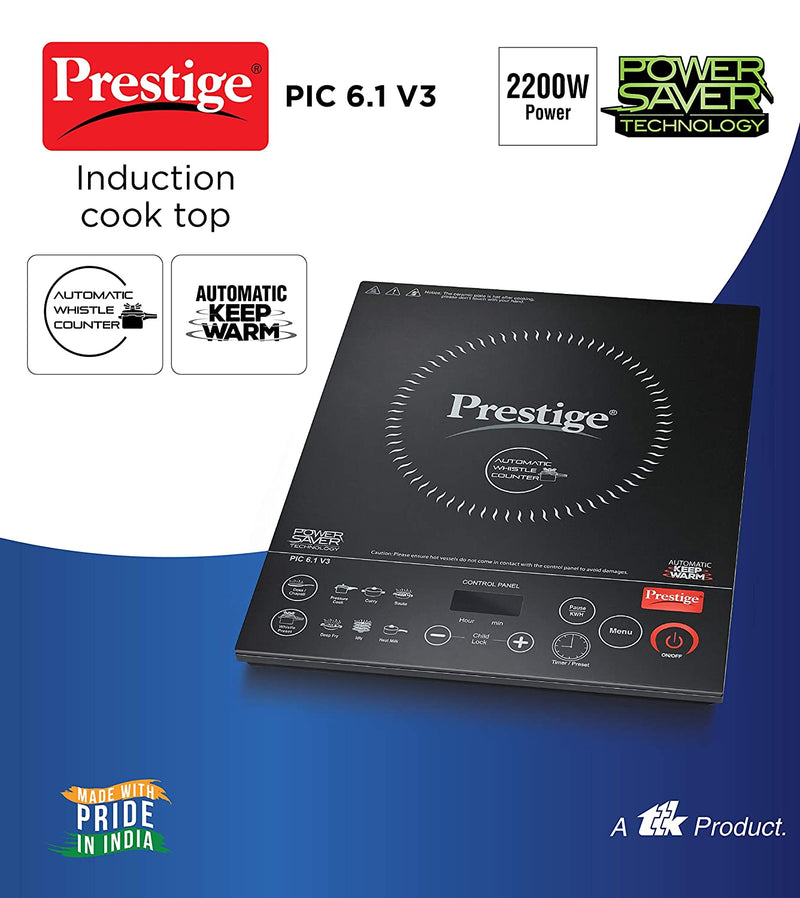 Prestige PIC 6.1 V3 2200 Watt Induction Cooktop with Touch Panel (Black)