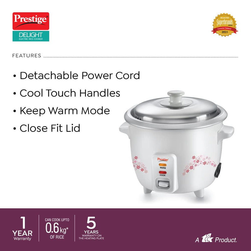 Prestige Delight PRWO 1.5 Litre Electric Rice Cooker with Steaming Feature - 7