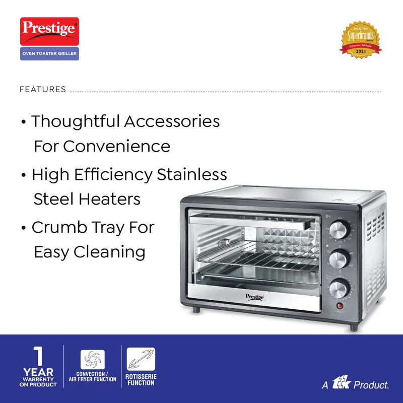 Prestige POTG 36 Litre SS RC Oven Toaster Griller with Convection and Air Fryer Function - 3