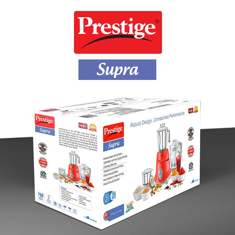 Prestige Supra 750 Watt Pure Copper Motor Mixer Grinder with 3 Jars - 42521 - 5