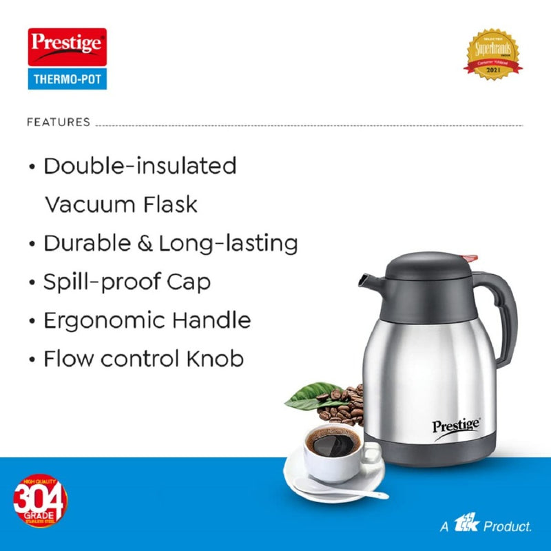 Prestige Thermo-Pot Stainless Steel Coffee & Tea Flask - 8