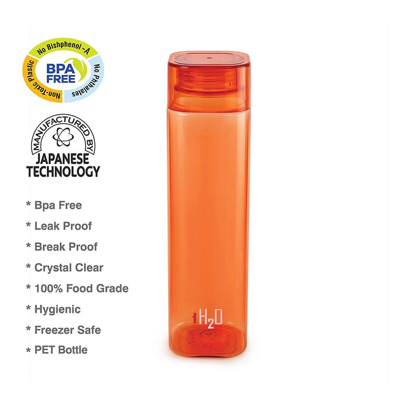 Cello H2O Plastic Square 1000 ML Fridge Water Bottle - 10