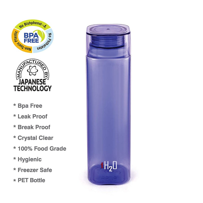 Cello H2O Plastic Square 1000 ML Fridge Water Bottle - 8