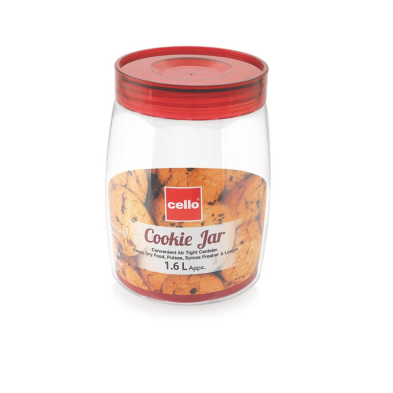 Cello Cookie Plastic Storage Jar with Red Lid - 1
